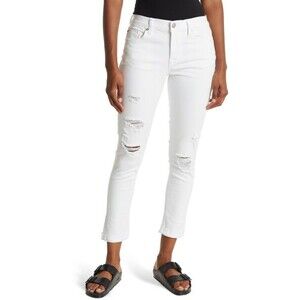 Hudson Women's Natalie Mid Rise Slim Boyfriend Jeans 215$ size 31 in white